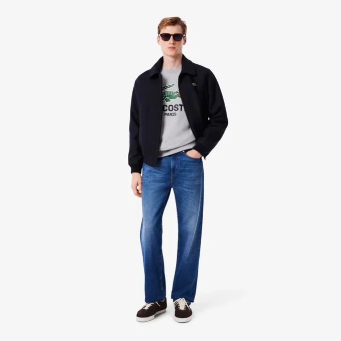 Erkek Klasik Kesim Baskılı Bisiklet Yaka Sweatshirt