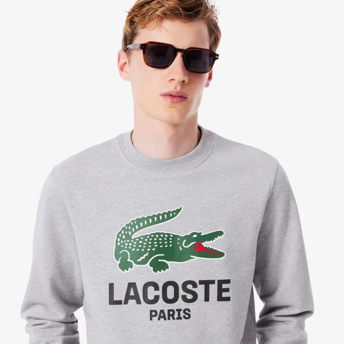 Erkek Klasik Kesim Baskılı Bisiklet Yaka Sweatshirt