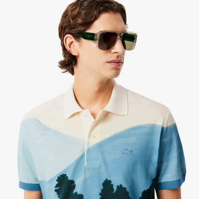 Erkek Klasik Kesim Baskılı Petit Piqua Polo Tişört