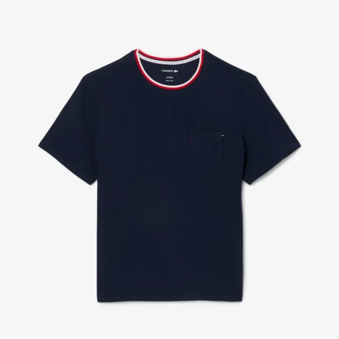 Erkek Kontrast Yakalı Pijama Üstü