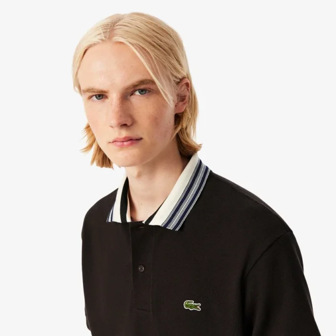 Erkek Made in France Klasik Kesim Çizgili Yakalı Polo Tişört