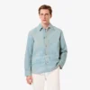 Erkek Manzara Motifli Denim Overshirt