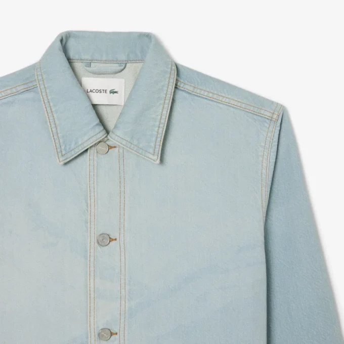 Erkek Manzara Motifli Denim Overshirt