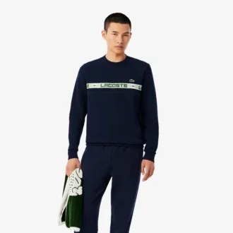 Erkek Markalı Çizgili Tenis Sweatshirt