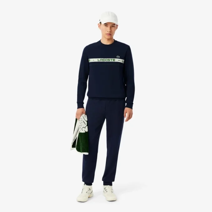 Erkek Markalı Çizgili Tenis Sweatshirt