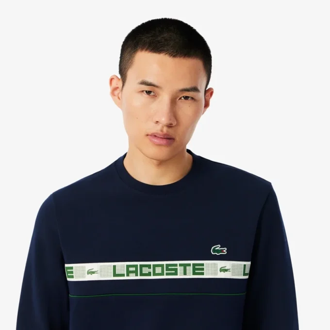 Erkek Markalı Çizgili Tenis Sweatshirt