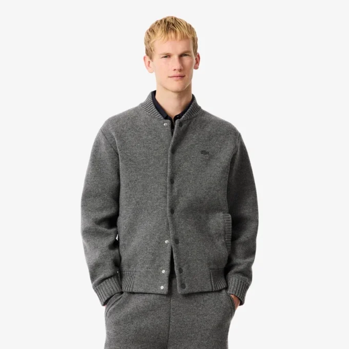 Erkek Merinos Yünü Jersey Bomber Ceket