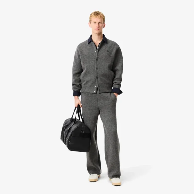 Erkek Merinos Yünü Jersey Bomber Ceket