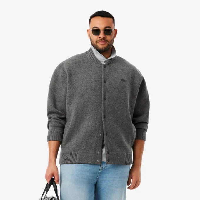 Erkek Merinos Yünü Jersey Bomber Ceket