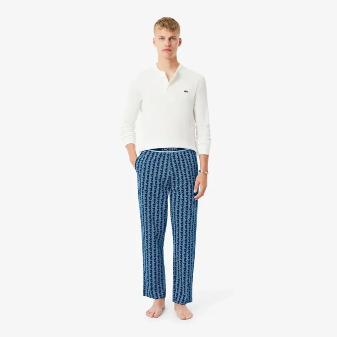 Erkek Monogram Poplin Pijama Pantolonu