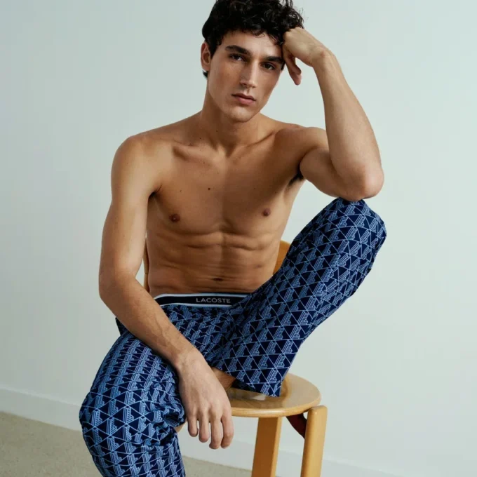 Erkek Monogram Poplin Pijama Pantolonu