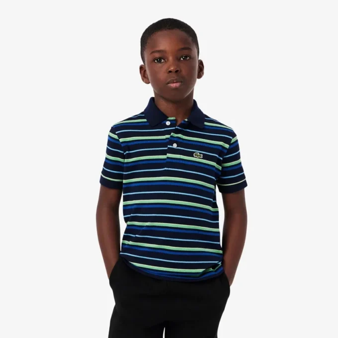 Erkek Çocuk Kontrast Çizgili Petit Piqua Polo Tişört