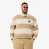 Erkek Rahat Kesim Çizgili Rugby Polo Tişört