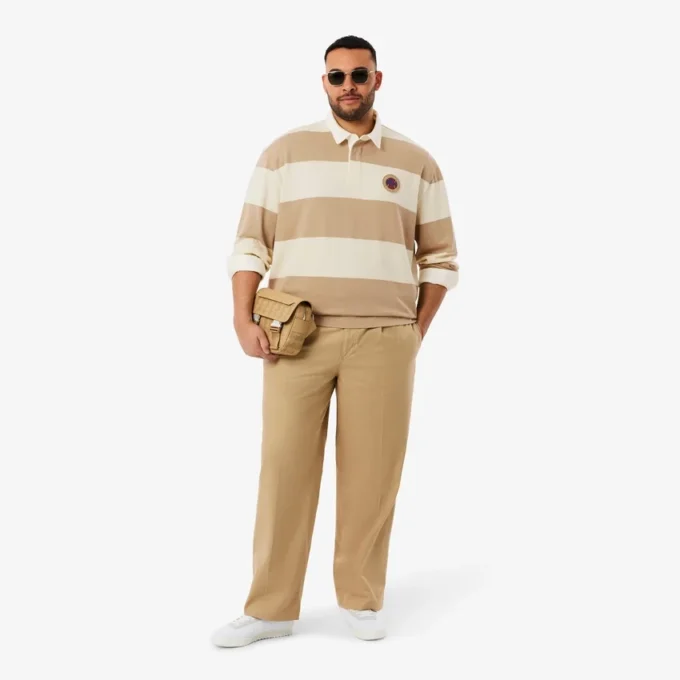 Erkek Rahat Kesim Çizgili Rugby Polo Tişört