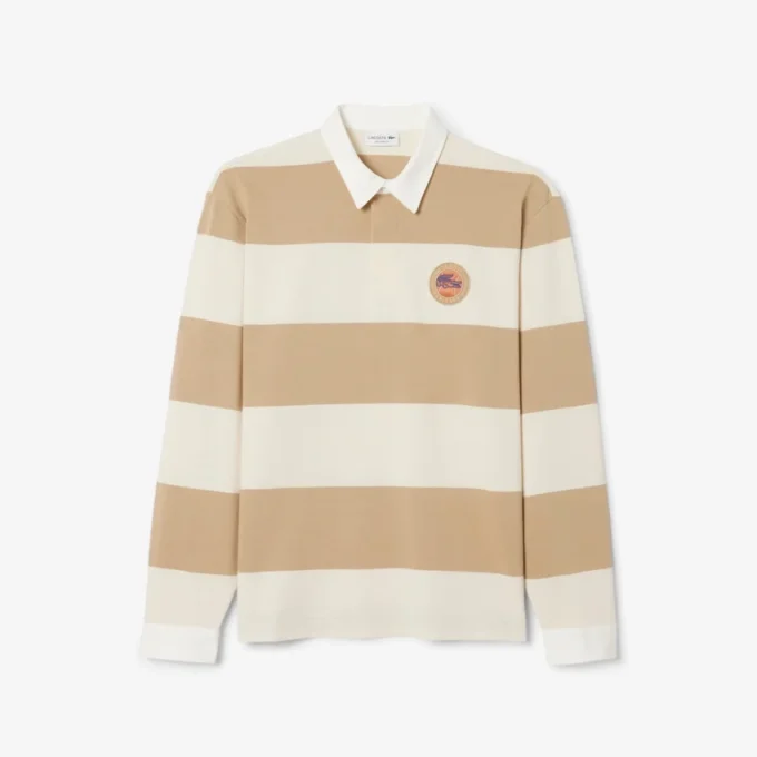 Erkek Rahat Kesim Çizgili Rugby Polo Tişört