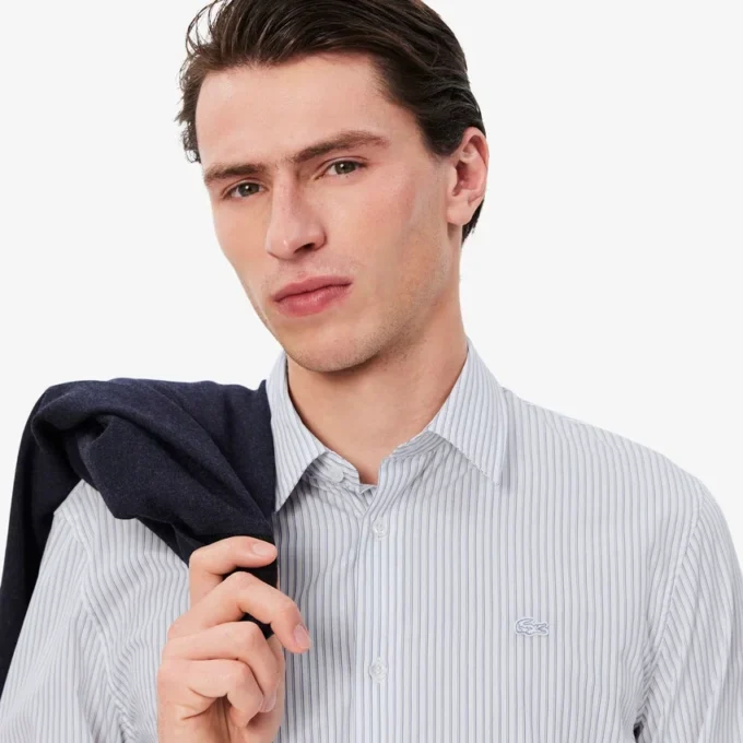 Erkek Regular Fit Çizgili Düğmeli Gömlek