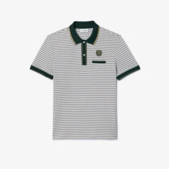 Erkek Regular Fit Çizgili Mini Piqua Polo Tişört