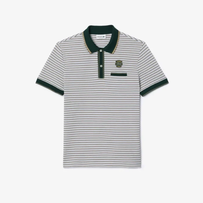 Erkek Regular Fit Çizgili Mini Piqua Polo Tişört