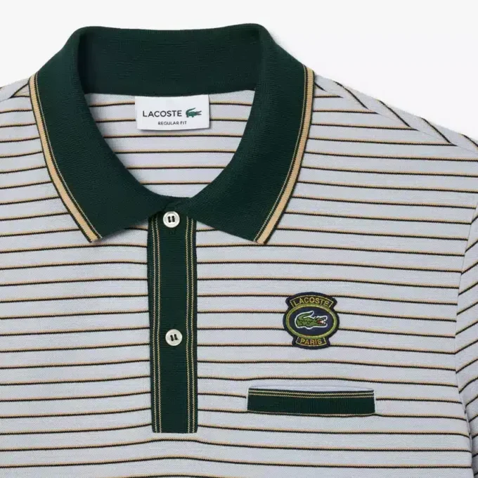 Erkek Regular Fit Çizgili Mini Piqua Polo Tişört