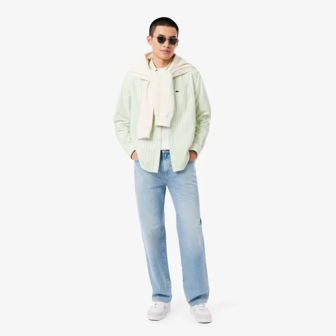 Erkek Regular Fit Çizgili Oxford Gömlek