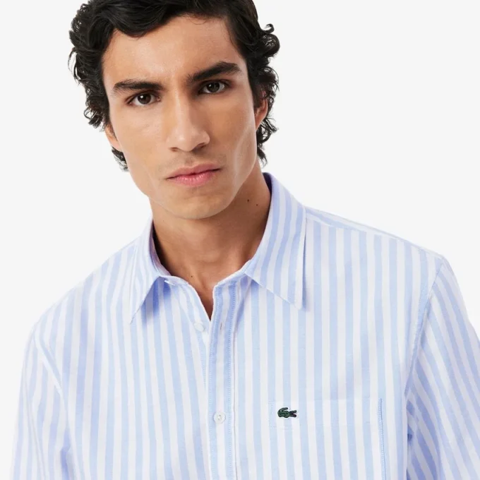 Erkek Regular Fit Çizgili Oxford Gömlek