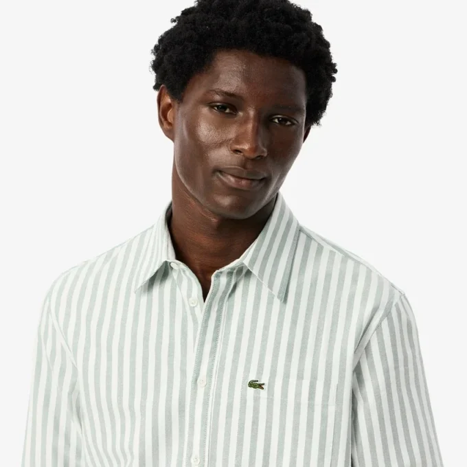 Erkek Regular Fit Çizgili Oxford Gömlek