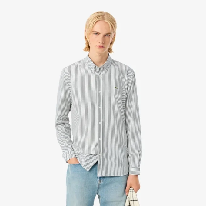 Erkek Regular Fit Çizgili Pinpoint Gömlek