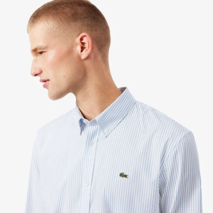Erkek Regular Fit Çizgili Pinpoint Gömlek