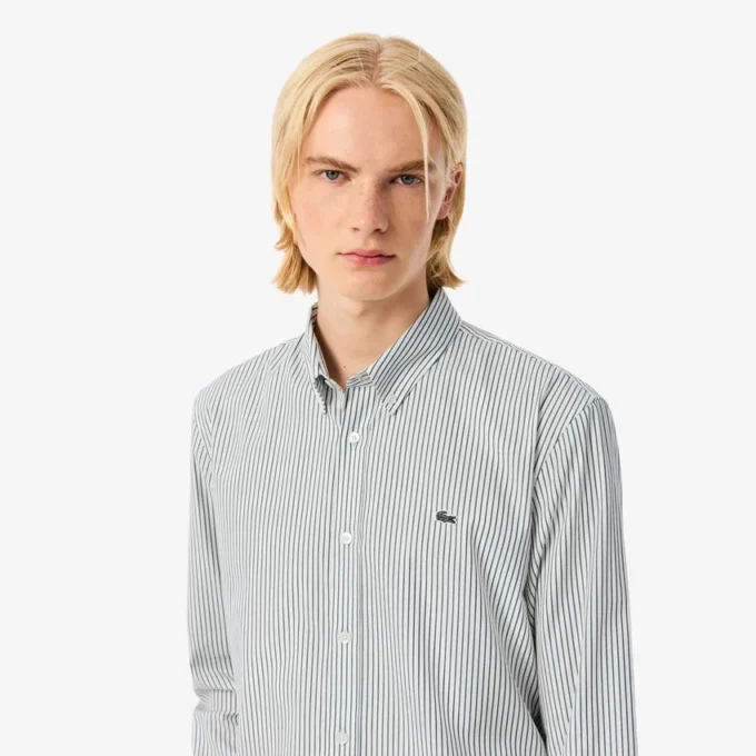 Erkek Regular Fit Çizgili Pinpoint Gömlek