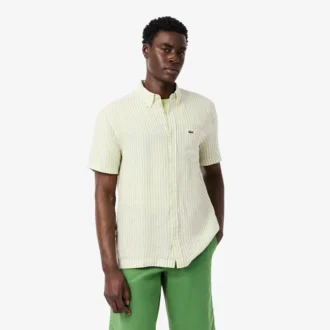 Erkek Regular Fit Kısa Kollu Keten Gömlek
