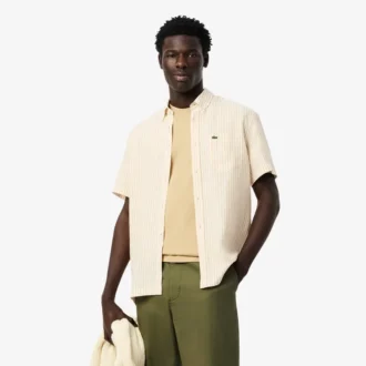 Erkek Regular Fit Kısa Kollu Keten Gömlek
