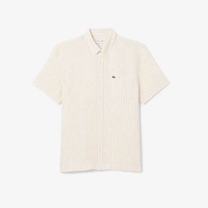 Erkek Regular Fit Kısa Kollu Keten Gömlek