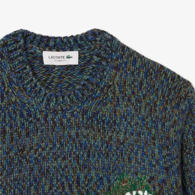 Erkek Örgü Intarsia Timsah Desenli Kazak