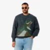 Erkek Örgü Intarsia Timsah Desenli Kazak