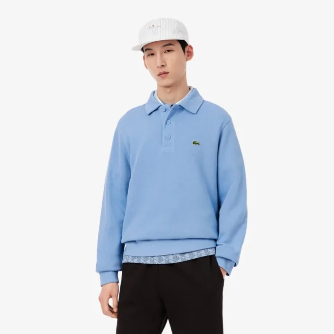 Erkek Ribana Pamuklu Polo Tişört Yakalı Sweatshirt