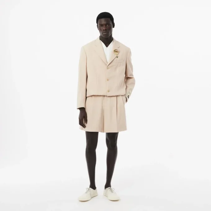 Erkek Runway Dar Kesim Yün Şort