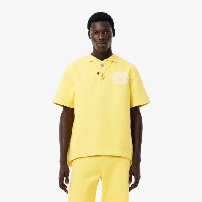 Erkek Runway Oversized Denim Polo Tişört