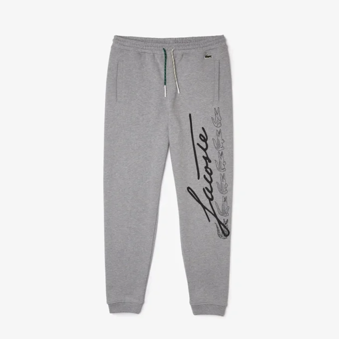 Erkek Signature & Croc Desenli Pamuklu Polar Eşofman Altı