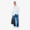 Erkek Slim Fit Çizgili Streç Düğmeli Gömlek