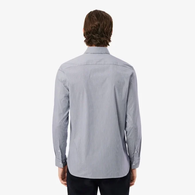 Erkek Slim Fit Çizgili Streç Düğmeli Gömlek