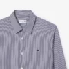Erkek Slim Fit Çizgili Streç Düğmeli Gömlek