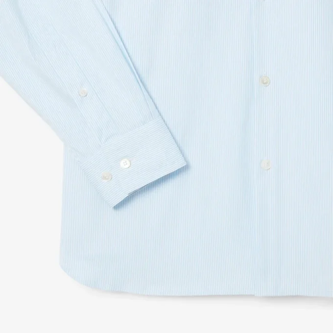 Erkek Slim Fit Çizgili Streç Düğmeli Gömlek