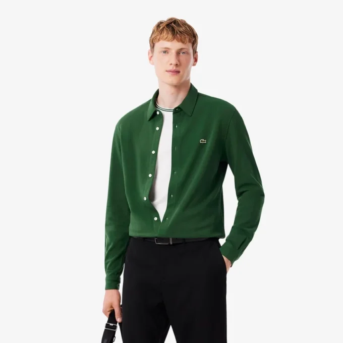 Erkek Slim Fit Pamuklu Pique Gömlek