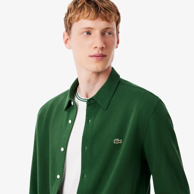 Erkek Slim Fit Pamuklu Pique Gömlek