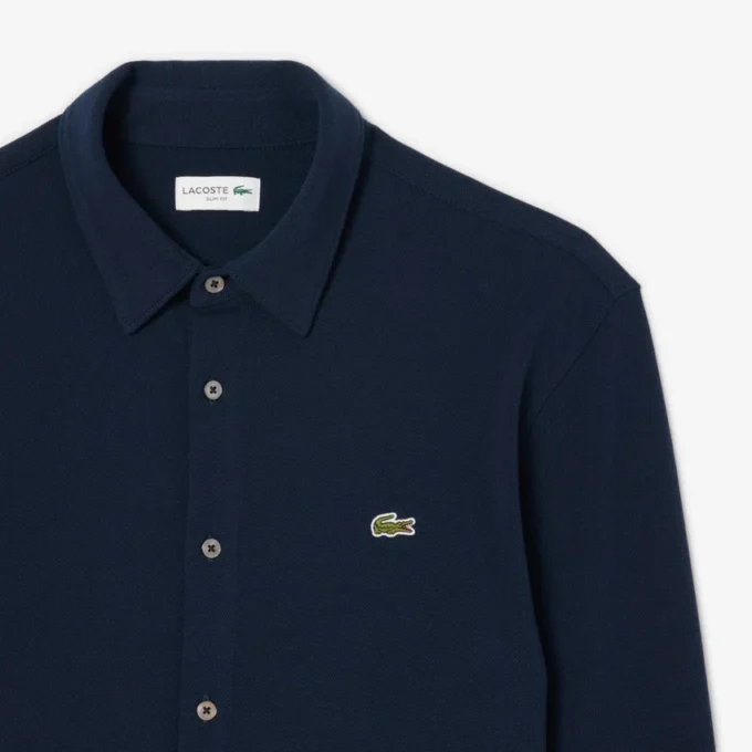 Erkek Slim Fit Pamuklu Pique Gömlek