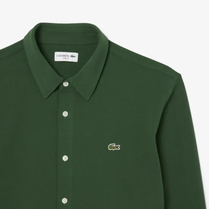 Erkek Slim Fit Pamuklu Pique Gömlek