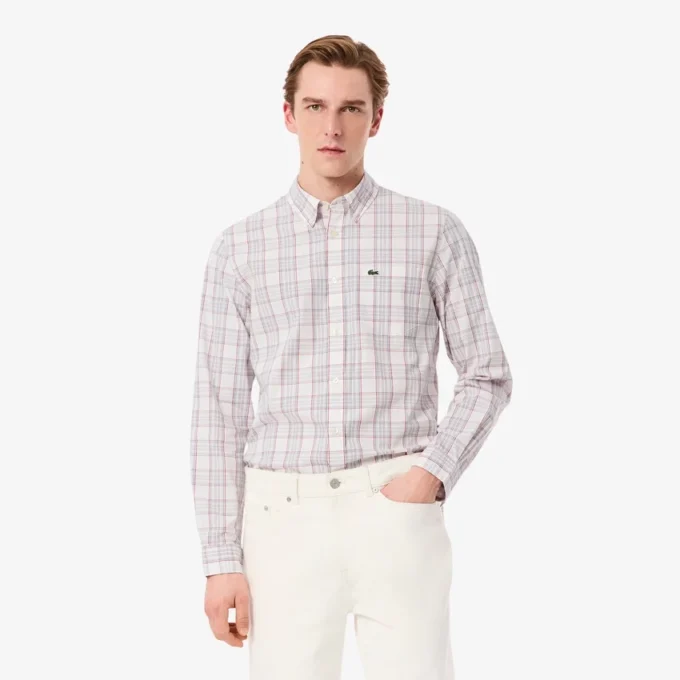Erkek Slim Fit Streç Ekose Gömlek