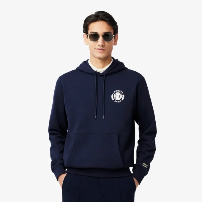 Erkek Tenis Desenli Kapüşonlu Sweatshirt