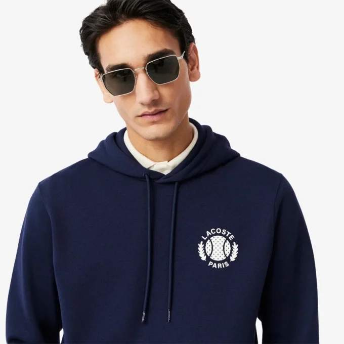 Erkek Tenis Desenli Kapüşonlu Sweatshirt