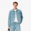Erkek Timsah Desenli Denim Ceket